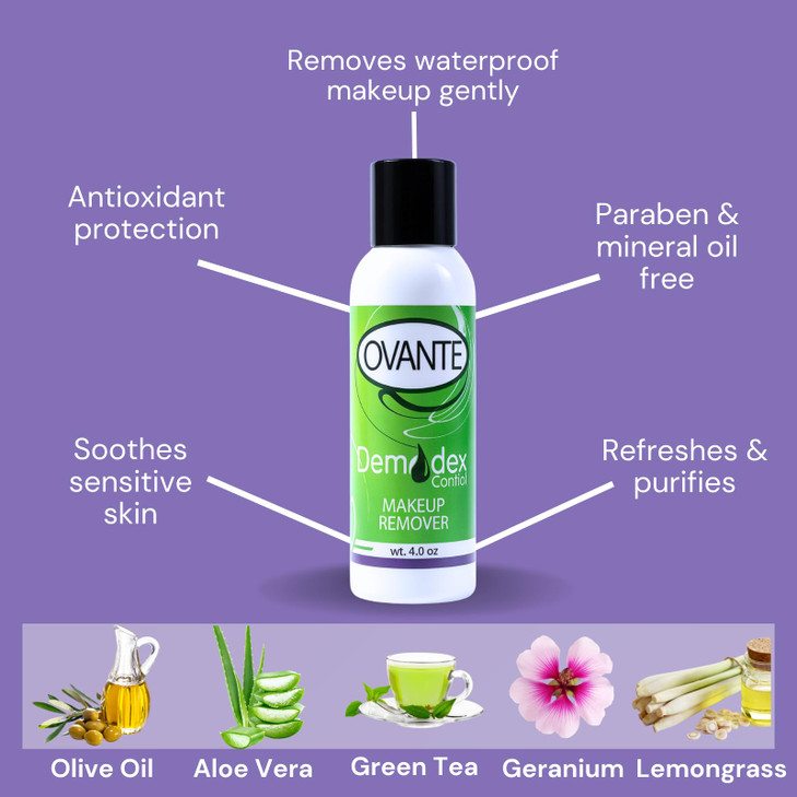 Ovante Demodex Mite Eliminating Face Wash Make Up Remover With Tea Tree Oil For Human With Demodex Mite Rosacea Blephari