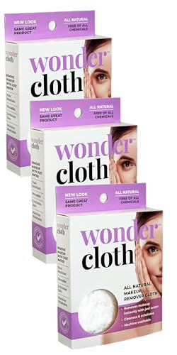 Wonder Cloth Pack of 3 All Natural MakeUp Remover Cloth Removes Makeup Instantly with Just Water Cleanses and Exfoliates