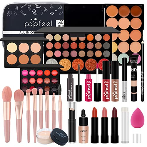Allinone Makeup Full Gift Set for Women Include Makeup Brush Eyeshadow Palette Lip Gloss Set Lipstick Blush Foundation C