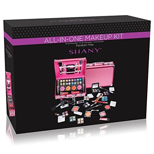 SHANY Carry All Make up Train Case with Pro Makeup Set Beauty Brushes Lipsticks Eye Shadows Blushes Powders and more Reu