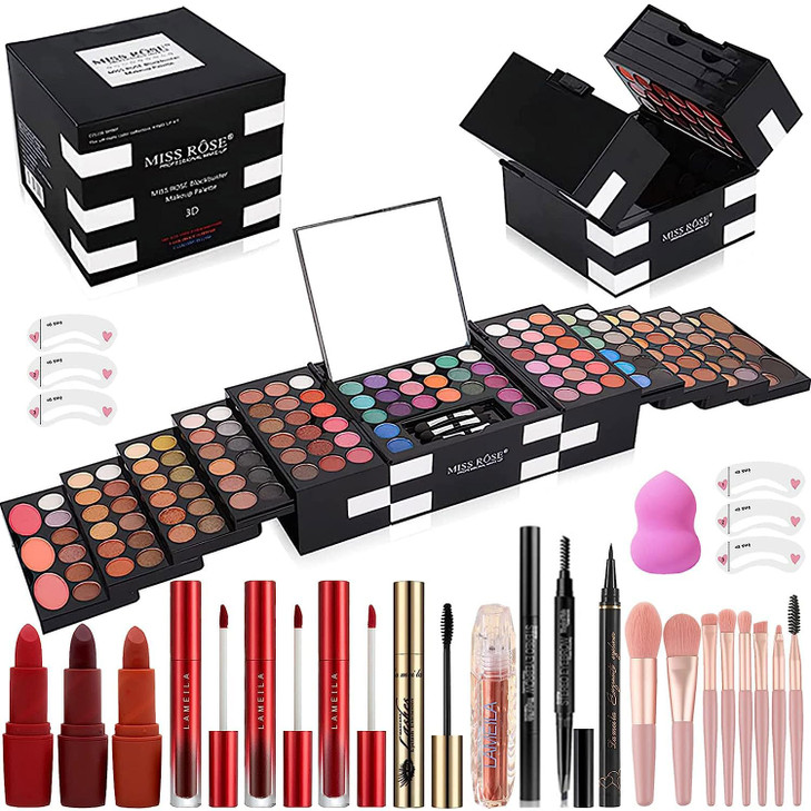 MISS ROSE M 148 Colors Makeup PalletProfessional Makeup Kit for Women Full KitAll in One Makeup Sets for WomenBeginnerin