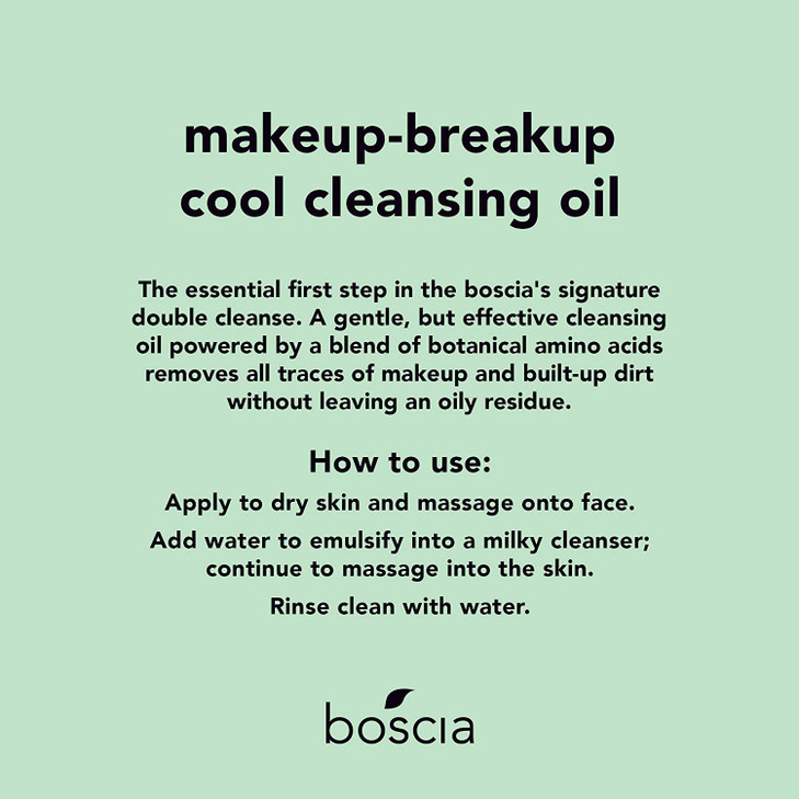 BOSCIA MakeUpBreakUp Cool Cleansing Oil Vegan CrueltyFree OilBased Face Cleanser Makeup Remover For Dry Normal Combinati