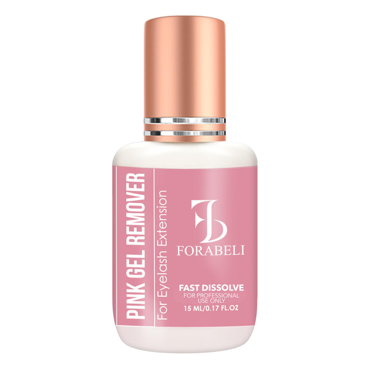 Forabeli Pink Gel Lash Remover for Eyelash Extensions Fast Acting 60s Dissolution High Visibility Professional Glue Remo