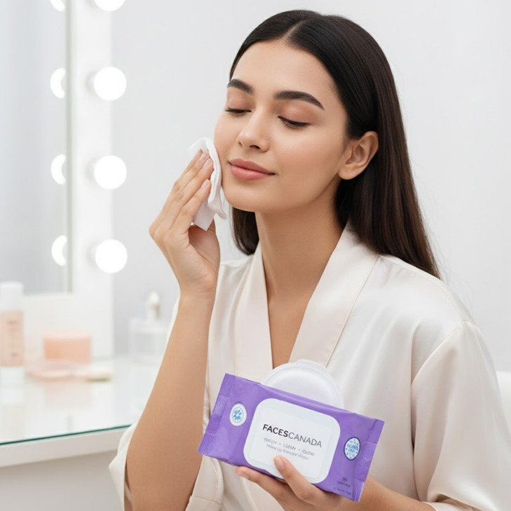 FACESCANADA Fresh Clean Glow Makeup Remover Face Wipes Gentle Facial Towelettes Ultra Soft Removes Oil Dirt Makeup Alcoh