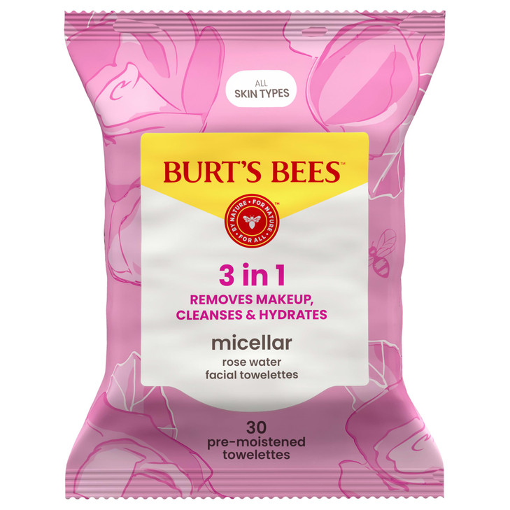 Burts Bees Micellar Rose Water Facial Towelettes 100 Plant Based Cloth 99 Natural Origin Remove Makeup Cleanse Hydrate N