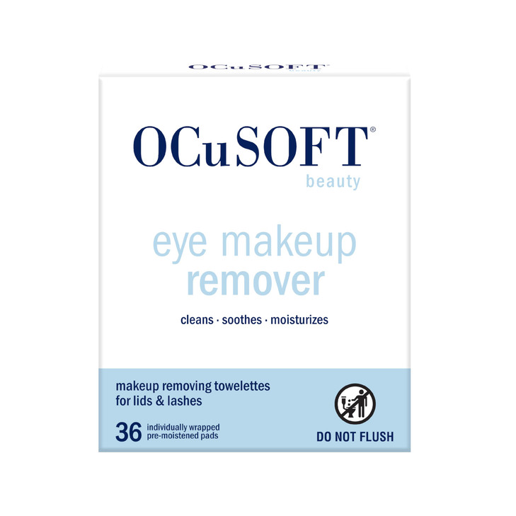 OCuSOFT Beauty Eye Makeup Remover Individually Wrapped Makeup Removing Towelettes for the Face Lids and Lashes 36 Count