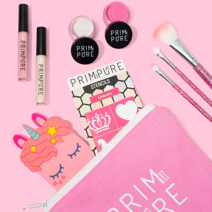 Prim and Pure Mineral Gift Set with Unicorn Mirror Perfect for Play Dates Birthday Parties Kids Eyeshadow Makeup Mineral