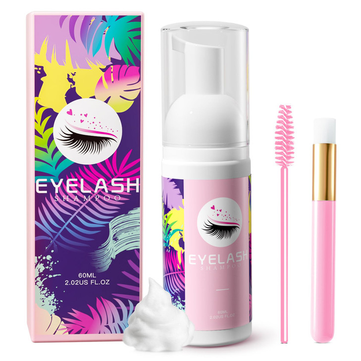 Setgnur Lash Shampoo for Lash Extensions 60ml Eyelash Extension Cleanser Lash Shampoo Cleaning Kit with Shampoo Brush Ma