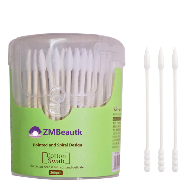 200Pcs Cotton Swabs Double Tipped Cotton Buds Spiral Head Multipurpose Safe Highly Absorbent Hygienic Cleaning Sterile S