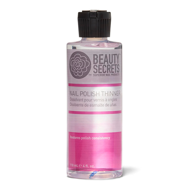 Beauty Secrets Nail Polish Thinner 4 Fl Oz Pack of 1 Thins Nail Polish for Even Flow