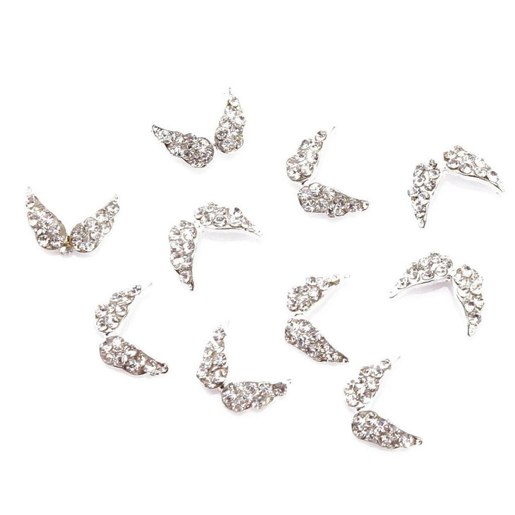 enForten 10pcs Angel Wing 3D Crystal Rhinestone Gems Nail Art Tips Slice Decoration for Women Girls Ladies