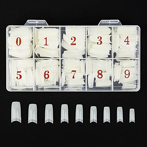 Beuniar Acrylic Nail Tips Natural 500Pcs French Artificial False Tip for Manicure Nails Art Salons Home DIY