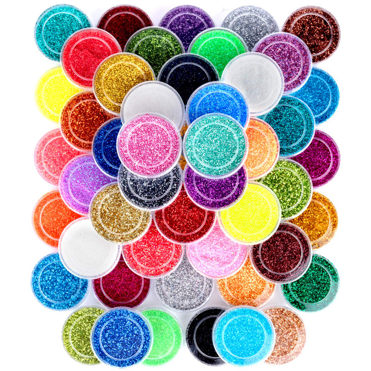 FANDAMEI 48 Colors Fine Glitter for Crafts Arts Decoration Resin Nail Glitter Body Hair Face Holographic Glitter Powder