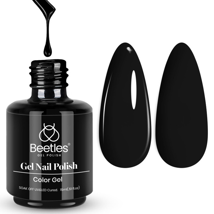 Beetles Black Gel Polish 1 Pcs 15ml Audrey Black Nail Polish Color Gel Nail Polish Soak Off Art Manicure Salon DIY Uv La
