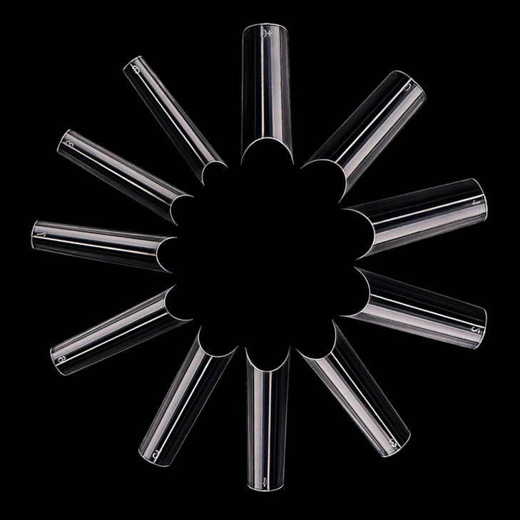 FITDON 550pcs C Curve Long French False Nail Tips Clear Half Cover Acrylic Fake Nails for Nail Salons and DIY Nail Art