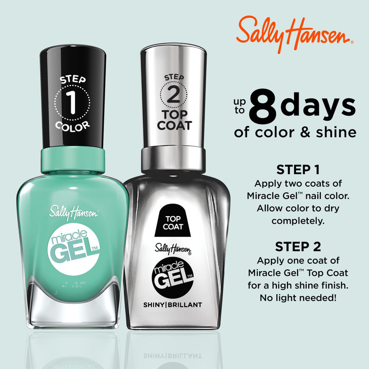 Sally Hansen Miracle Gel Salon Quality Nail Polish GelLike Formula TwoStep System No UV Light Needed Long Lasting Opaque