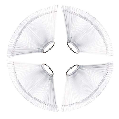 GOGOONLY 200 pcs Clear Tips Fanshaped Nail Art Display Chart Acrylic False Tips Practice Tool 200 Tips in Total BH000472