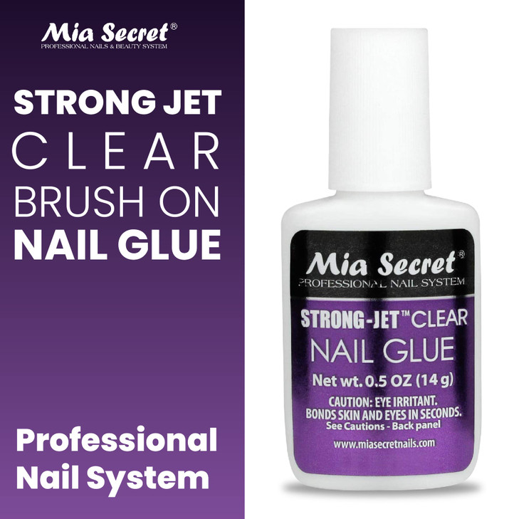 Mia Secret StrongJet Brush On Clear Nail Glue 335 Ideal to adhere Crystals Over Any Acrylic and Gel Surface