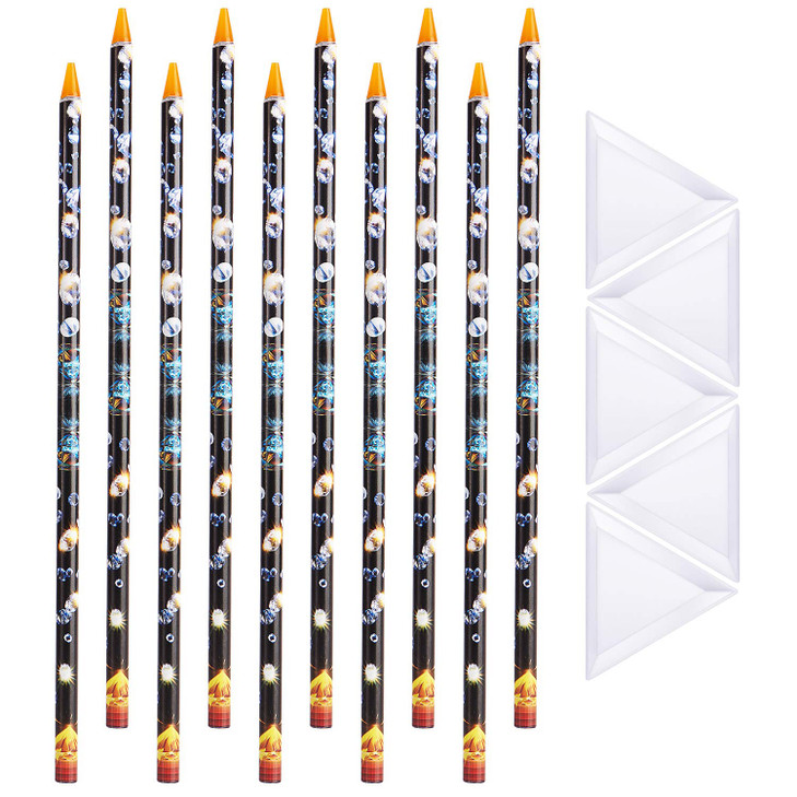 Blulu 10 Pcs Wax Pencil for Rhinestone Nail Point Drill Wax Pen Diamond Art Dotting Pen Self Adhesive Resin Picker Penci