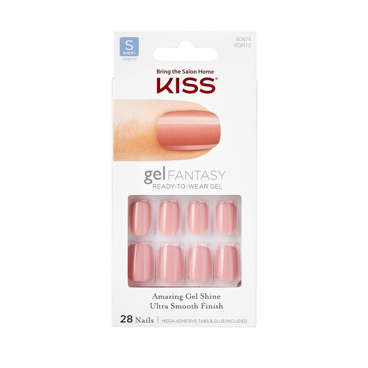 Kiss Nails GEL FANTASY Short Design Nails wAdhesive Tabs Glue KGN12RIBBONS 1 PACK