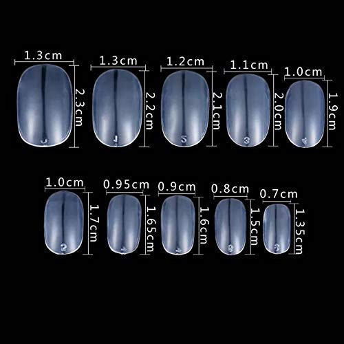 600Pcs Artificial Nails Short Oval Full Cover False Nail Acrylic Style Artificial False Nails 10 Sizes for Nail Salons a