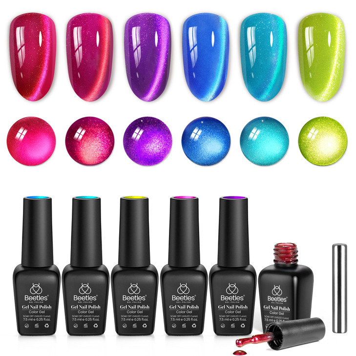 Beetles Purple Gel Nail Polish Set 6 Colors Nude Deep Purple Pink Glitter Gel Polish Confetti Collection Soak Off Uv Led