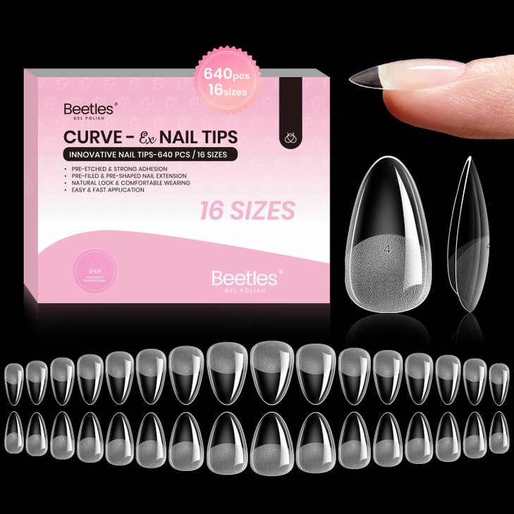 Beetles Gel Nail Kit Easy Nail Extension Set 240 PCS PreShaped Long Coffin Soft Gel Nail Tips with 5in1 Nail Glue Base C
