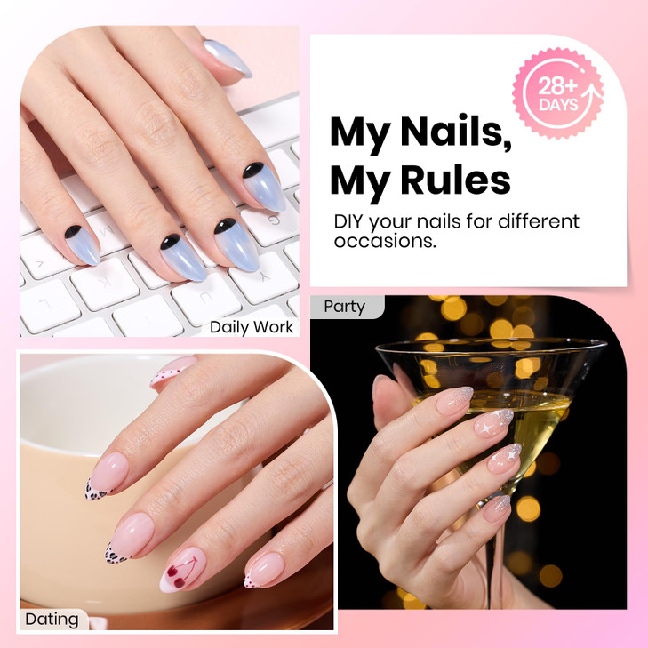 Beetles Gel Nail Kit Easy Nail Extension Set 240 PCS PreShaped Long Coffin Soft Gel Nail Tips with 5in1 Nail Glue Base C