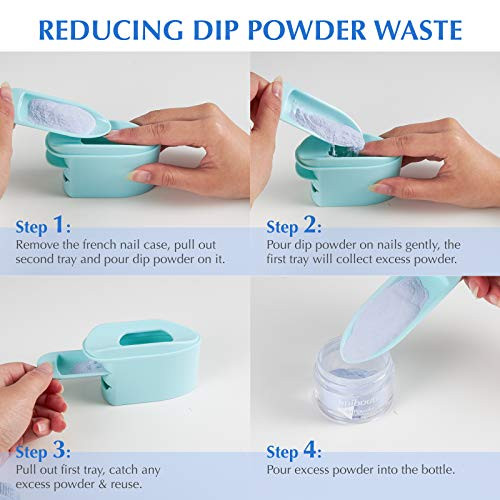 2in1 Dip Powder Recycling Tray System French Tip Mold Dip Nail Tray Nail Powder Glitter Rhinestones Pearls Saver Holder