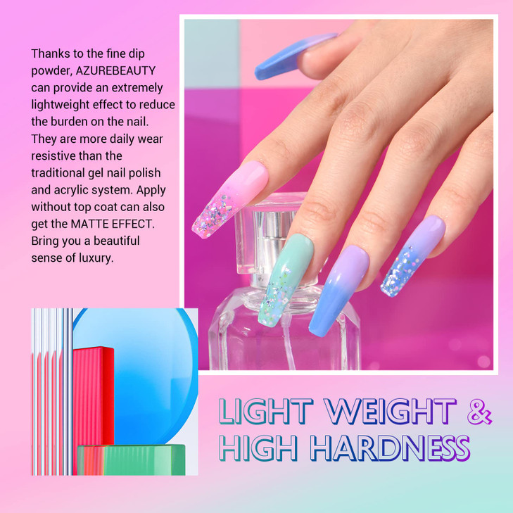 AZUREBEAUTY Color Changing Dip Powder Nail Set Blue Green Pink Red Grey Trend Ombre Cold Warm Temperature Mood French Na