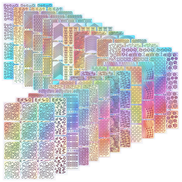 288 Pieces Nail Vinyl Stencils Nail Decoration Stickers Set Nail Stickers Tips Decals 24 Sheets