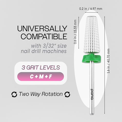 PANA Nail Carbide 5 in 1 Bit Two Way Rotate use for Both Left and Right Handed Fast remove Acrylic or Hard Gel 332 Shank
