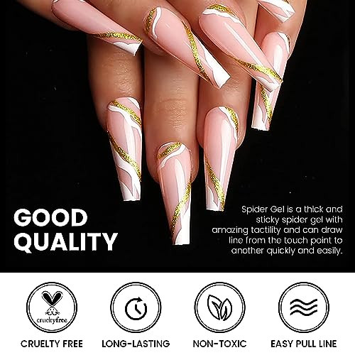 Ownest 6 Colors Spider Gel Matrix Gel with Gel Paint Design Nail Art Kit Wire Drawing Nail Gel for Line Soak Off UV LED