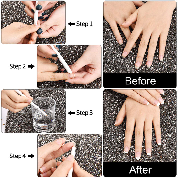8 Pieces White Pencil Under Nail 2in1 Nail Whitening Pencils French White manicure Pencils with Cuticle Pusher for DIY F