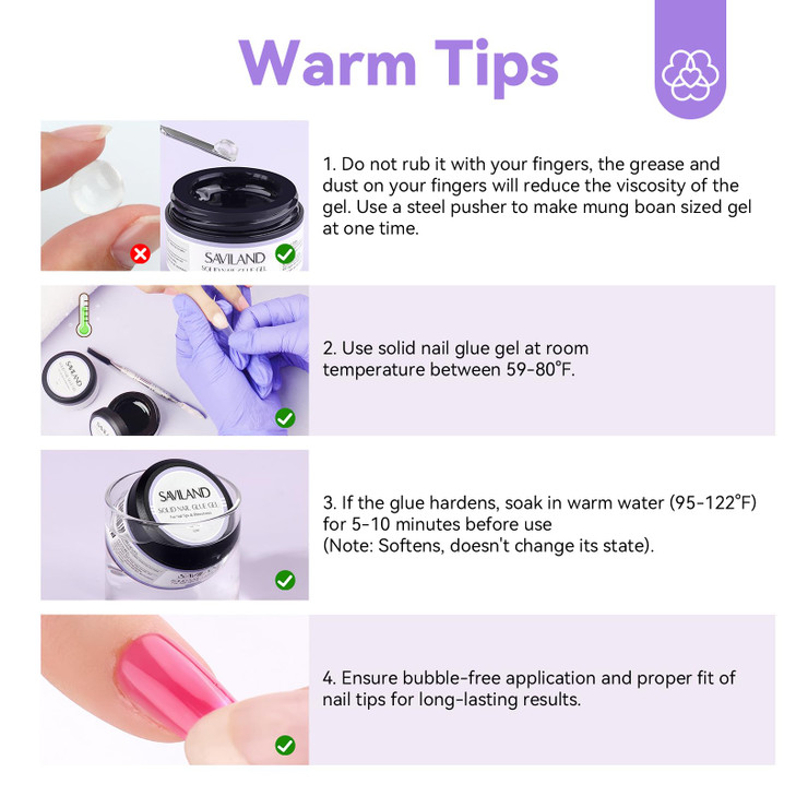 SAVILAND 30G Solid Nail Glue Gel 2 PCS Gel Nail Glue for Acrylic Nails Strong Adhesive Solid Rhinestone Gel for Fake Nai
