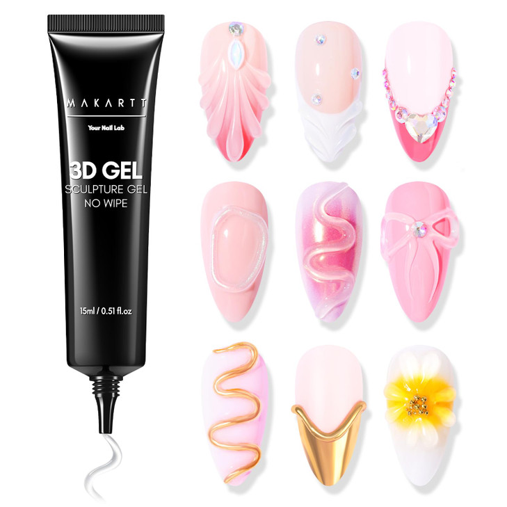 Makartt 3D Gel Nail Art Sculpting Gel Glue for Drawing Molding Sculpture Gems and Decoration No Wipe Clear Gel Polish fo