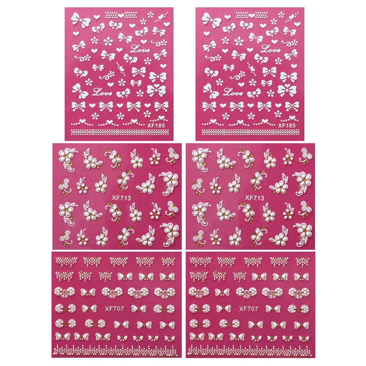 ALLYDREW Fingernail Stickers Nail Art Nail Stickers SelfAdhesive Nail Stickers 3D Nail Decals Bows Hearts Flowers 3 Desi
