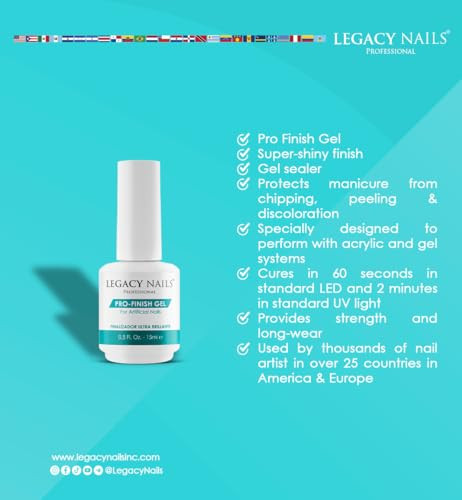 Legacy Nails Professional PRO FINISH GEL 05oz HighGloss Acrylic Nail Sealer for LongLasting Shine QuickDry Formula Scrat