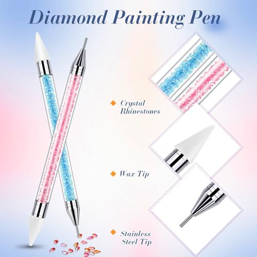2 Pieces Rhinestone Picker Dotting Pen Dualended Rhinestone Gems Crystals Studs Picker Wax Pencil Pen Crystal Beads Hand