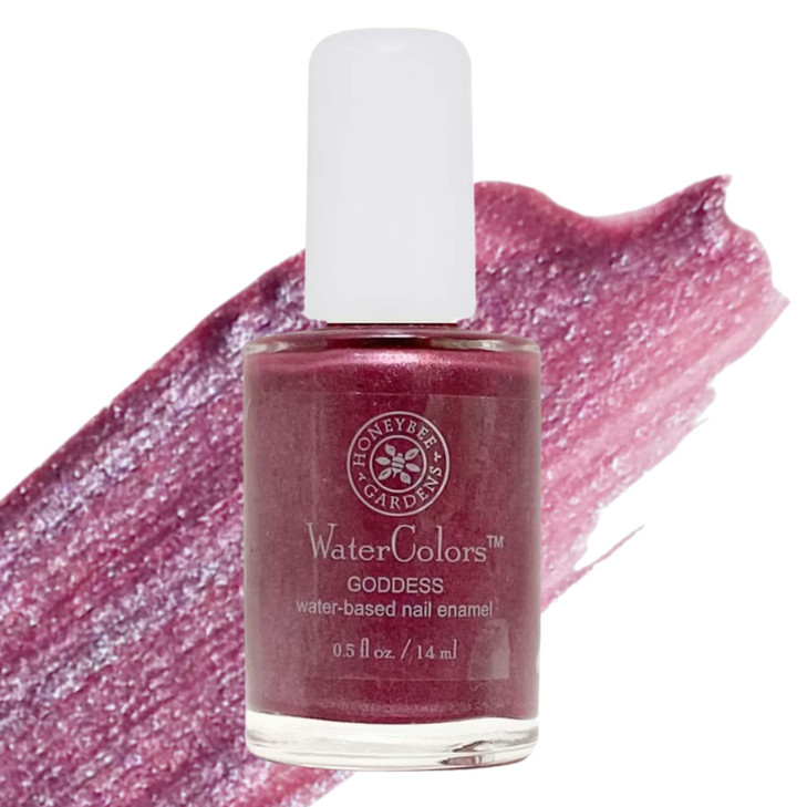 Honeybee Gardens WaterBased Nail Enamel Goddess Slight Iridescence Shimmer Medium Purple Berry EcoFriendly Odorless Vibr