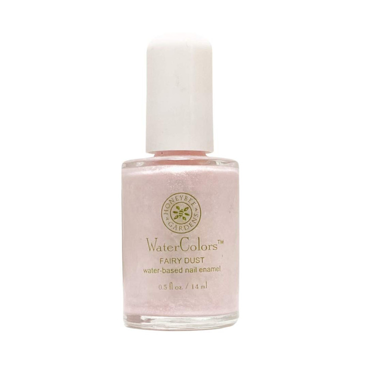 Honeybee Gardens WaterBased Nail Enamel Fairy Dust Iridescence Shimmer Frosted Pink Slightly Sheer EcoFriendly Odorless