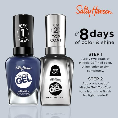 Sally Hansen Miracle Gel Salon Quality Nail Polish GelLike Formula TwoStep System No UV Light Needed Long Lasting Opaque