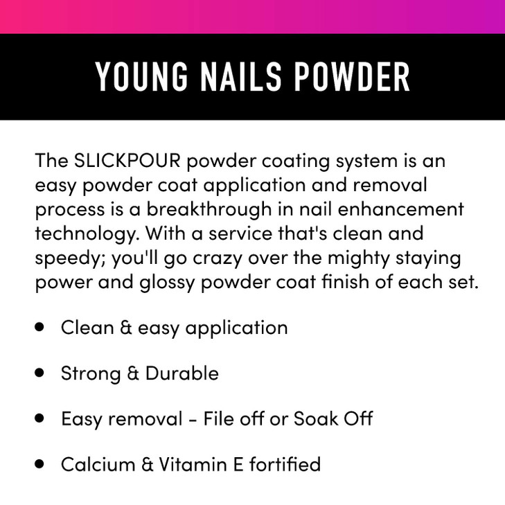 Young Nails SlickPour Dip Powder Extended Wear Dip Powder Nail Color for use with SlickPour System Prep Base Activator T