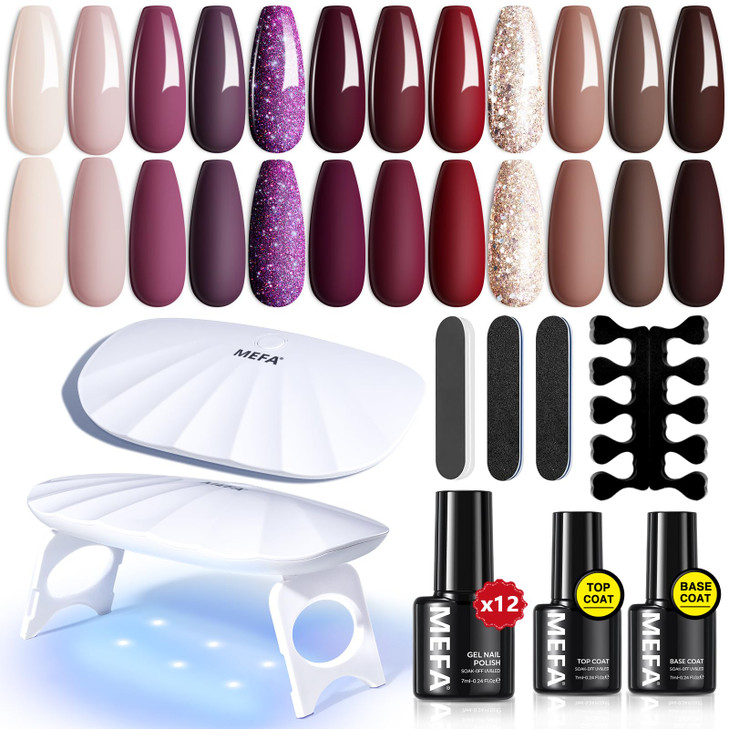 MEFA Gel Nail Polish Set 23 Pcs Pastel Hot Pink Sage Green Blue Bright Spring Colors Gel Polish Set Macaron Colors Soak