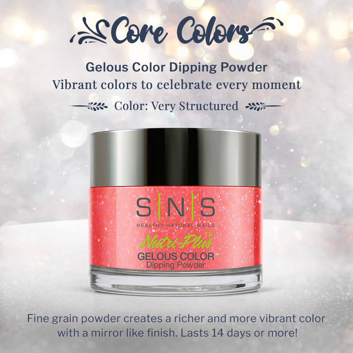 SNS Nail Dip Powder Gelous Color Dipping Powder Very Structured PinkPeach Shimmer LongLasting Dip Nail Color Lasts 14 Da