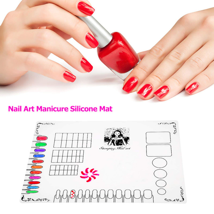 Nail Art Silicone Mat Foldable Washable Table Pad Nail Practice Workspace Design Plate For Stamping Reverse Stamp