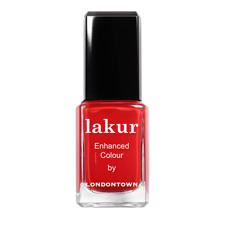 LONDONTOWN lakur Nail Polish ChipResistant NonToxic Conditions Hydrates Nails Glossy Vibrant Red Londoner Love 40 fl oz