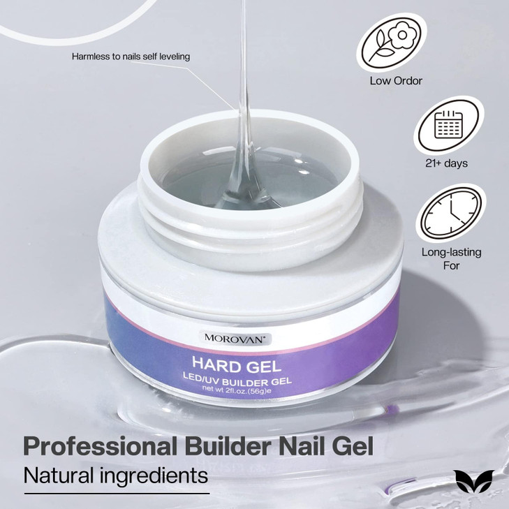 Morovan Builder Nail Gel for Nails 3 colors 1oz LEDU V Gels Clear Pink White Strengthen Nail Extension Gel Nail Art Mani