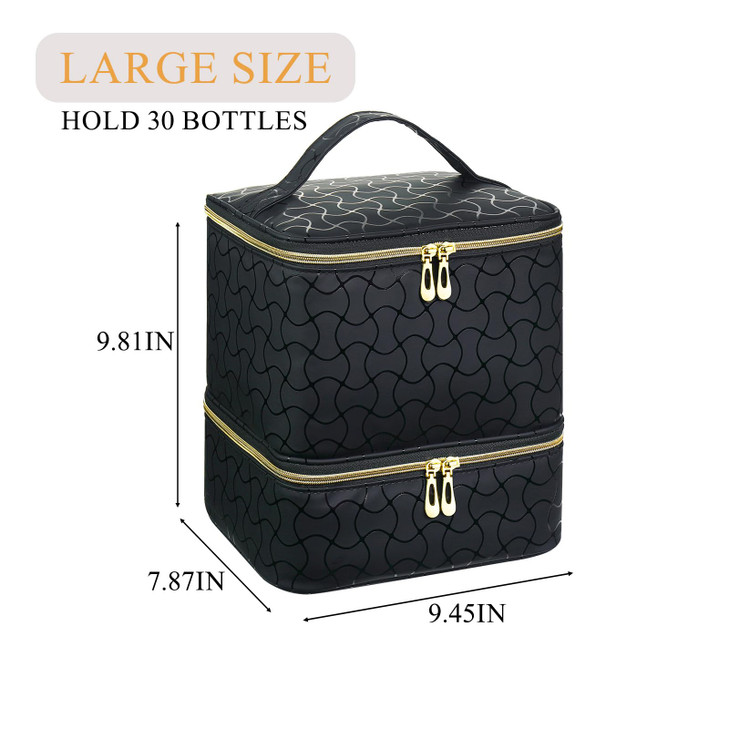 ZFZGFRCS Nail Polish Organizer Holds 30 Bottles Nail Supply Organizers and Storage Doublelayer Nail Bag Organizer Case N
