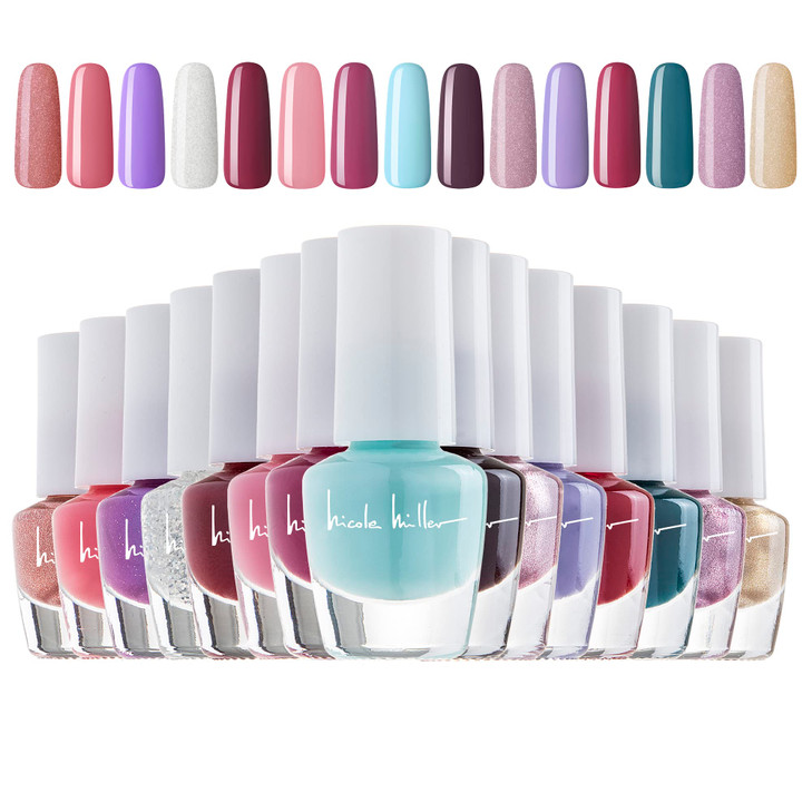 Nicole Miller Mini Nail Polish Set Glossy Vibrant Colors for Fingernails Toenails Trendy Collection